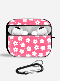 White/Pink Daisy Pattern Airpods Glass Case