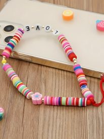 Multicolor Love Beaded Phone Charm