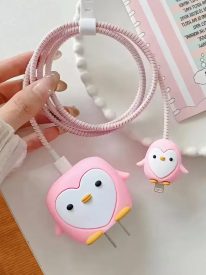 Pink Pretty Penguin Charger Case & Cable Protector (18W/20W)