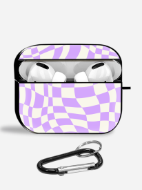 Lavender Checkered Airpods Glass Case