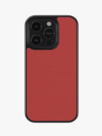 Solid Crimson Premium Leather Phone Case