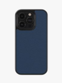 Solid Navy Blue Premium Leather Phone Case